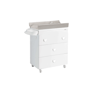 Cômoda Trocador e Banheira SAM Cassettiera Orso Polly Branco, design moderno e funcional para o quarto do bebê.
