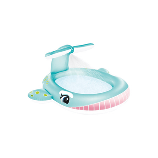 Piscina Inflável Infantil Baleia da INTEX com capacidade para 200L e função spray na cauda, ideal para crianças a partir de 2 anos