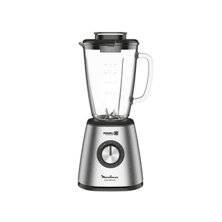 Liquidificador Moulinex 800W com jarro de vidro e frutas frescas