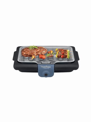 Moulinex Grelhador Elétrico Accessimo 2100W em preto, ideal para grelhar sem óleo e preparar refeições saudáveis.