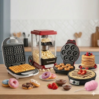 Equipamentos de cozinha criativa para waffles, pipocas e panquecas disponíveis na Twisted Media