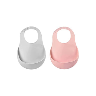 BEABA Conjunto De Babetes Silicone Rosa/Névoa X2 - Twisted Media 