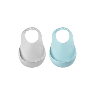 BEABA Conjunto De Babetes Silicone Verde/Neblina X2 - Twisted Media 
