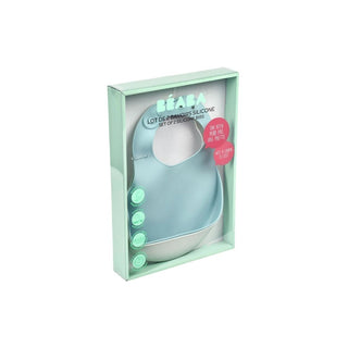 BEABA Conjunto De Babetes Silicone Verde/Neblina X2 - Twisted Media 