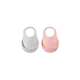 BEABA Conjunto de Babetes de Silicone Rosa/Névoa - Twisted Media 