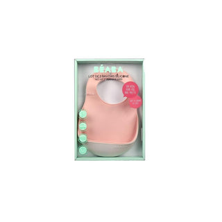 BEABA Conjunto de Babetes de Silicone Rosa/Névoa - Twisted Media 
