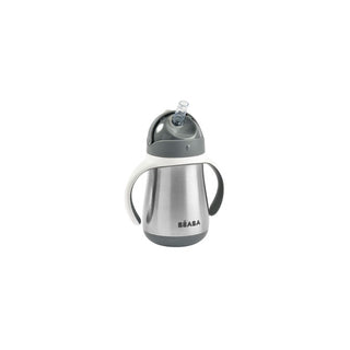 BEABA Copo Térmico de Aço Inoxidável com Palhinha 250ml Cinza  - Twisted Media 