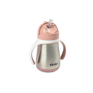 BEABA Copo Termico de Palha de Aço Inoxidável 250ml Rosa - Twisted Media 