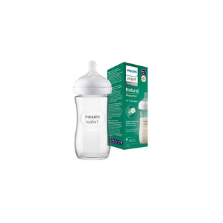 Biberão Philips Avent Natural Response – 240 ml, Tetina T3 (Fluxo Médio, Vidro) - Twisted Media 
