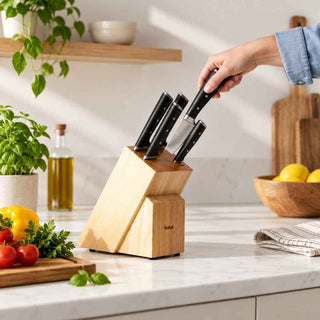 Bloco de Madeira Tefal Ice Force com 5 Facas Preto - Twisted Media