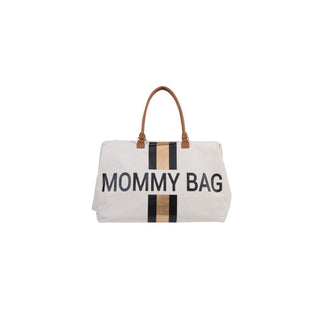 CHILDHOME Mommy Bag Canvas Bege com Riscas Pretas e Douradas - Twisted Media 