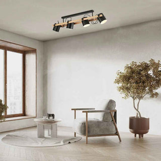 Candeeiro Braytron Madeira e Preto CLS Decorativa 4xE27 - Twisted Media