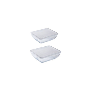 Conjunto Pyrex 2 Tigelas de Vidro com Tampa 1,3L e 2L - Twisted Media