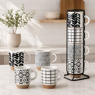 Conjunto de Canecas Ibili 4 Peças 130ml com Suporte Vertical  - Twisted Media