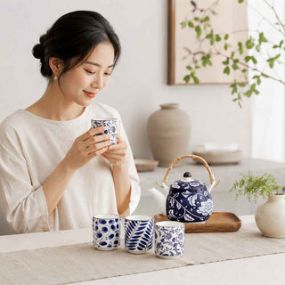 Conjunto de Chá IBILI com Bule 460ml e 4 Chávenas em Porcelana - Twisted Media