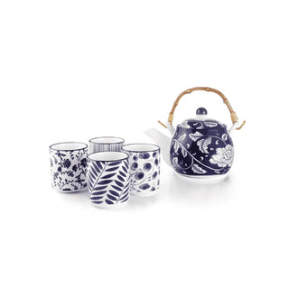 Conjunto de Chá Japonês IBILI com Bule 460ml e 4 Chávenas em Porcelana - Twisted Media