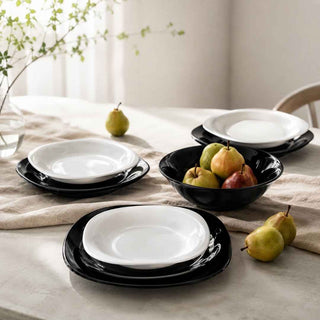 Conjunto de Jantar Luminarc Carine Preto e Branco 19 Peças  - Twisted Media