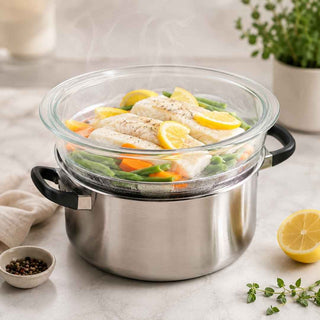 Cozedor a Vapor Pyrex 24cm em Vidro Borossilicato - Twisted Media
