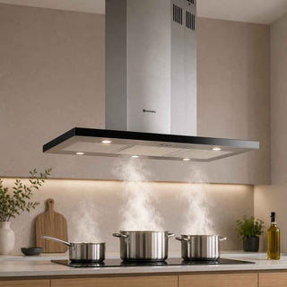 Exaustor Meireles 90cm Inox e Vidro Negro com Extração de 600m³/h - Twisted Media