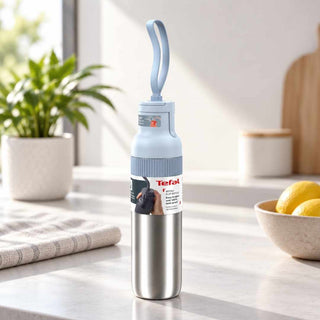 Garrafa de Água Tefal beYou em Aço Inoxidável e Silicone 0,7L Azul - Twisted Media