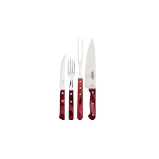 Kit para Churrasco Tramontina Polywood Vermelho 14 Peças em Inox - Twisted Media