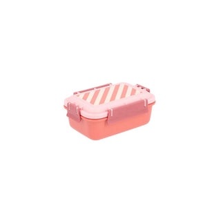 Lancheira Bento Stripes Monnëka com Caixa Divisória e Garfo 900ml Rosa - Twisted Media