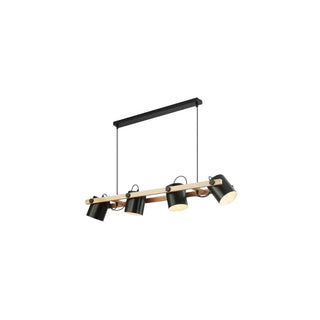 Luminária Pendente CLS Decorativa Madeira e Preto 4xE27 - Twisted Media