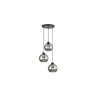 Luminária Pendente Decorativa Preta com Vidro Fumado 3xE27 - Twisted Media