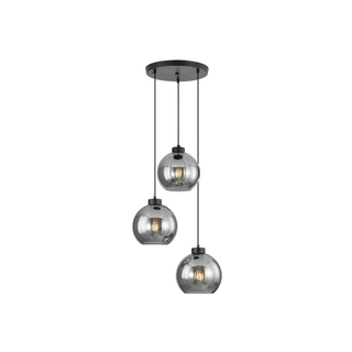 Luminária Decorativa Preta com Vidro Fumado 3xE27 - Twisted Media