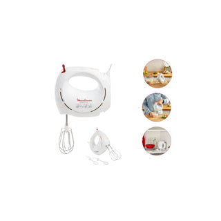 Batedeira Moulinex Easy Max 200W com batedores inox e design ergonômico em fundo branco - Twisted Media 