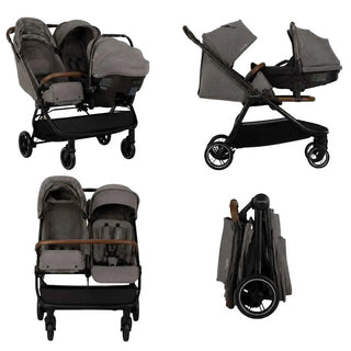 Nuna TRVL Dubl Granite – Carrinho Duplo Compacto - Twisted Media 