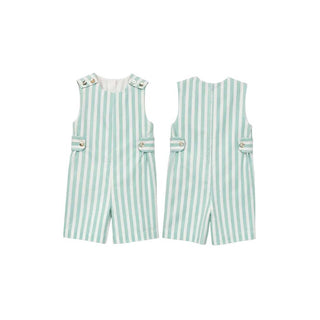 PUKATUKA Baby Cotton Romper para Bebé – Macacão Infantil em Algodão com Padrão às Riscas Verde Água e Branco - Twisted Media