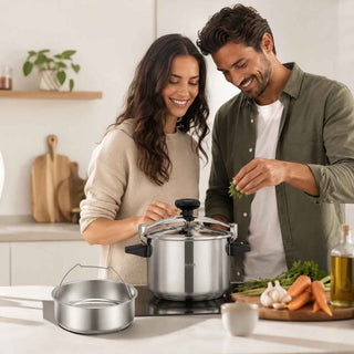 Panela de Pressão TEFAL Authentique 10L em Aço Inoxidável para Indução - Twisted Media 