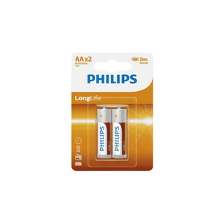 Pilhas Philips LongLife AA R6 Zinc Carbono-Twisted Media