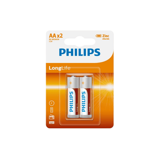 Pilhas Philips LongLife AA R6 Zinc Carbono - Twisted Media