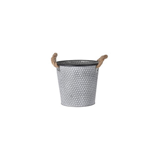 Plantador Redondo de Zinco BBQ com Corda – Estilo Rústico para Casa e Jardim - Twisted Media