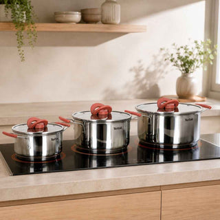 Set 6 Peças Tefal Opti’Space Inox, Antiaderente Titanium, Indução - Twisted Media