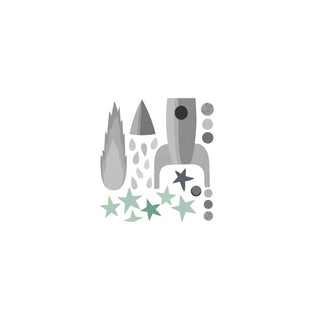 TRESXICS Adesivo de Parede Rocket and Stars Cinzento - Twisted Media 