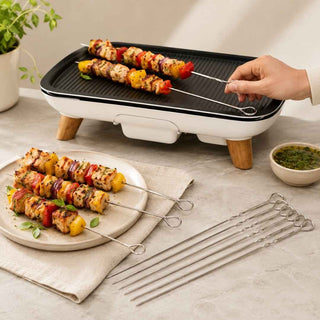 Tefal Espetos de Aço Inoxidável para Churrasco – Conjunto de 6 Peças Extralongas - Twisted Media