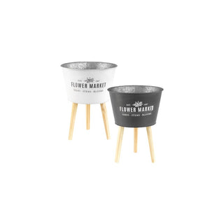 Vaso para Plantas BBQ com Pé de Madeira 45cm – Elegância para Casa e Jardim - Twisted Media
