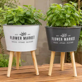 Vaso para Plantas BBQ com Pé de Madeira – 45cm - Twisted Media 