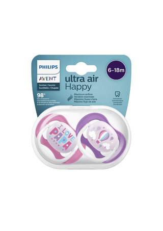 AVENT Chupeta Ultra Air Happy Ortodôntica 6-18M Menina - Twisted Media