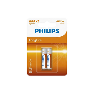 Bateria AAA PHILIPS zinco 1.5V – pack com 2