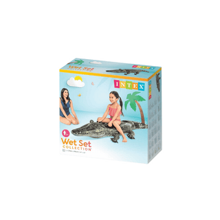 Boia inflável Intex Realistic Gator Ride-On em formato de jacaré multicolorido -Twisted Media