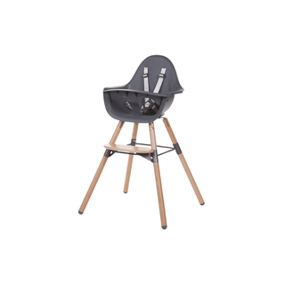 Cadeira Alta Evolu 2 Naturel Antracite Childhome, ideal para bebês, combinando conforto e estilo no momento das refeições.