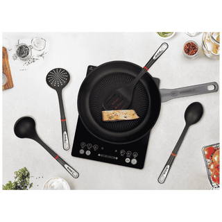 Conjunto de utensílios Tefal Ingenio K206S414 com espátula, colher, concha e escorredor - Twisted Media.