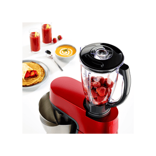 Batedeira Moulinex Planetaria Masterchef Vermelha 1100W com tigela de aço inoxidável e acessórios de alta qualidade.