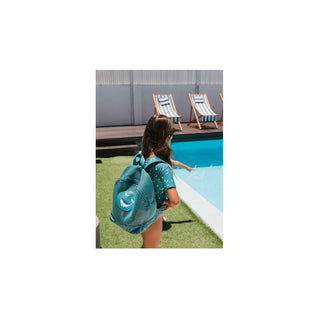 Mochila infantil com estampado Whale Teal ideal para escola, passeios e atividades diárias - Twisted Media 