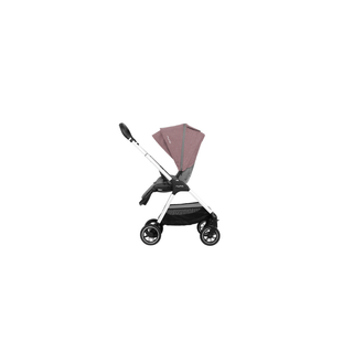 Carrinho de bebê NUNA Triv Cherry com capota UPF 50+ extensível, protegendo o bebê contra sol e vento.