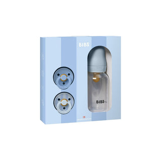 Set de presente Azul com chupetas e biberão de 150 ml para recém-nascido - Twisted Media 